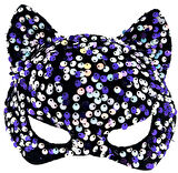Siyah Kadife Mor Beyaz Pullu Parti Maskesi