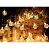 5m 28 Led Kristal Top Gün Işığı Şeffaf Kablo Fişli Eklemeli