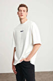 Unisex Baskılı Oversize T-Shirt - Beyaz