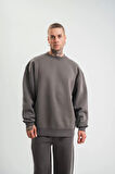 Uzun Kol Bisiklet Yaka Basic SweatShirt - Füme