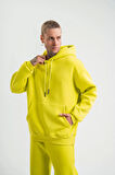 Unisex Double Oversize Kapşonlu Basic SweatShirt - Sarı