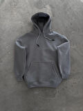 Kapüşonlu Üç İplik Penye Basic SweatShirt - Boyalı Gri