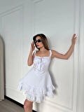 Mini Askılı Elbise - Beyaz