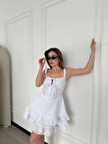 Mini Askılı Elbise - Beyaz