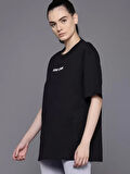 Kadın Baskılı Oversize T-shirt - Siyah