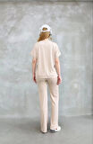 Osy Modal Yumuşak dokulu Kumaş Bisiklet Yaka Kısa Kollu Takım - Bej