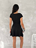 kısa kollu Mini Elbise - Siyah