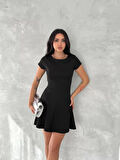 kısa kollu Mini Elbise - Siyah