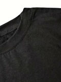fiyonk Ön Arka baskılı siyah oversize unisex Kısa Kol t-shirt- Siyah