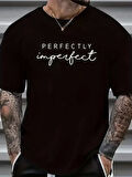 erkekler için Ön Arka Baskılı PERFECTLY günlük Kısa Kol tişört - Siyah