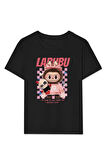 Kız Labubu Çocuk Baskılı T-Shirt - Siyah