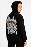 Metallica İki İplik Kapüşonlu Ön ve Arka Baskılı hoodie - Siyah