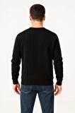 Erkek Üç İplik Düz Bisiklet Yaka SweatShirt - Siyah