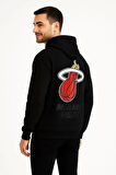 Üç İplik Kapüşonlu Ön ve Arka Baskılı SweatShirt hoodie - Siyah