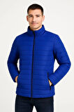 Erkek Bomber Mont Ceket – Su İtici Kumaş, Kapitone Astarlı, Fermuarlı, Kışlık - Saks Mavisi