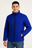 Erkek Bomber Mont Ceket – Su İtici Kumaş, Kapitone Astarlı, Fermuarlı, Kışlık - Saks Mavisi