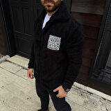 Erkek Polar Fermuarlı Sweatshirt – Kapüşonsuz, Cepli, Yumuşak Dokulu, Oversize Rahat Kalıp, Kışlık Sıcak Tutan Fermuarlı Üst - Siyah