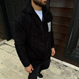Erkek Polar Fermuarlı Sweatshirt – Kapüşonsuz, Cepli, Yumuşak Dokulu, Oversize Rahat Kalıp, Kışlık Sıcak Tutan Fermuarlı Üst - Siyah