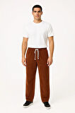 Erkek Fitilli Kadife Cepli Buggy Pantolon Oversize Rahat Kalıp - Kahverengi
