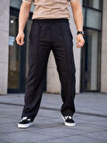Erkek Keten Cepli Çıma Dikişli jogger Buggy Pantalon Rahat kalıp - Siyah