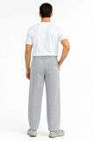 Erkek Üç iplik Kışlık Pamuklu Ovarsize Bağcıklı Düz Paça Cepli Eşofman Altı Spor Rahat Model - Gri