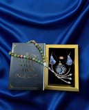 Seyhan Soylu Shop - Özel Tasarım Kitap Kutulu Kadın Bakır Takı Seti Ve Tesbih Kombini - Kolye Küpe Bileklik Yüzük 5 Parça Otantik Şık Hediyelik - Doğum Günü Yıl Dönümü Anneler Günü