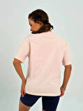 Maison La Femme Kadın Pudra Baskısız  Pamuklu Oversize T-shirt