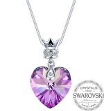 Monemel Mor Swarovski Taşlı, Kalpli Gümüş Kolye (Altın Kaplama)