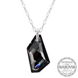 Monemel Siyah Swarovski Taşlı Kolye