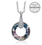 Monemel Eflatun Swarovski Taşlı Kolye (Altın Kaplama)