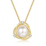 Monemel Kristal Taşlı inci Gold Kolye (Altın Kaplama)