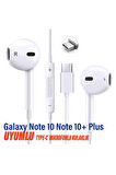 Samsung Note 10 Note 10+ Plus Uyumlu Type-C Mikrofonlu Kulaklık Beyaz