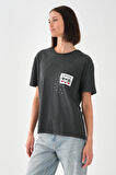 ALEXANDERGARDI Baskılı Antrasit Kadın T-shirt