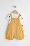 Next Baby % 100 Pamuklu Sarı Traktör Desenli Salopet Body Zıbın Set