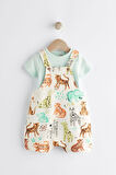 Next Baby % 100 Pamuklu Fluro Safari Salopet Body Zıbın Set