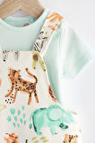 Next Baby % 100 Pamuklu Fluro Safari Salopet Body Zıbın Set