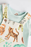 Next Baby % 100 Pamuklu Fluro Safari Salopet Body Zıbın Set