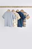 Next Baby Pamuklu Lacivert Ayı Desenli Kısa Kollu 4’lü Tshirt Set