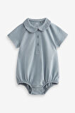 Next Baby Pamuklu Mavi Polo Yaka 2’li Romper Set