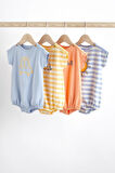 Next Baby % 100 Pamuklu Mavi Çizgili Kısa Kollu 4’lü Romper Set