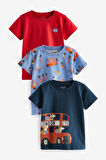 Next Baby % 100 Pamuklu Lacivert Londra Baskılı Kısa Kollu 3’lü Tshirt Set