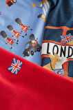 Next Baby % 100 Pamuklu Lacivert Londra Baskılı Kısa Kollu 3’lü Tshirt Set
