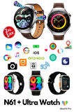 N61 Çift Kameralı Sim Kartlı BTK Kayıtlı Yeni Nesil Akllı Saat + Ultra Watch 2 Ürün 1  Arada
