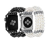 Ally Apple Uyumlu Watch 7-8 45mm 6-5-4 44mm Full Boncuk Taşlı Kordon Kayış 3-2-1 42mm-(