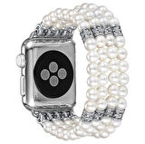 Ally Apple Uyumlu Watch 7-8 45mm 6-5-4 44mm Full Boncuk Taşlı Kordon Kayış 3-2-1 42mm-(