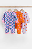 Next Baby % 100 Pamuklu Turuncu Parlak Kalp Çiçek Desenli 3'lü Tulum Set