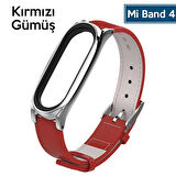 Mijobs Xiaomi Uyumlu Mi Band 5-4 Pu Deri Kayış Kordon-(5775)
