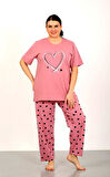 Nisanca %100 Pamuk  Büyük Beden Kısa Kol Kadın Pijama Takımı