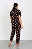 Büyük Beden  Kısa Kollu Milan Gömlek Pijama Takımı- Genç Anne Serisi