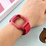 Ally Apple Watch 6-SE-5-4 44mm / 3-2-1 42mm Kayış Kordon Kılıf Silikon-(5775)